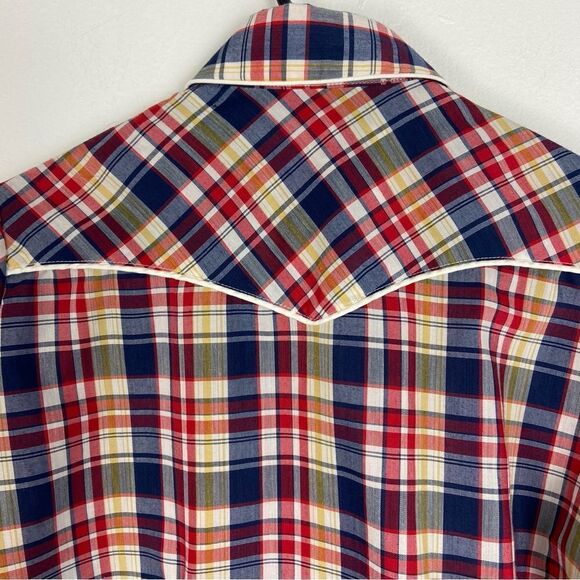 Vintage Avante West Snap Button Western Shirt Plaid Cowgirl 13/14 Medium - Picture 7 of 11
